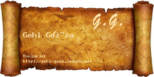 Gehl Géza névjegykártya